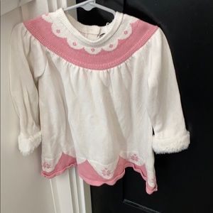 Pink and white winter dress